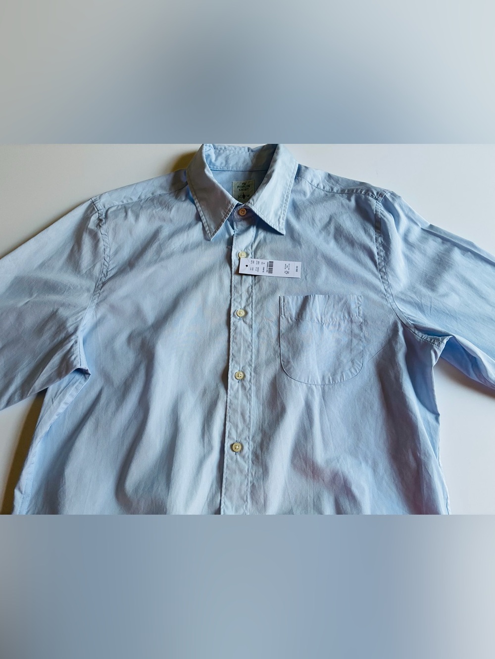 J. Crew Light Blue Men's Poplin shirt with point collar. M. NWT. - Picture 6 of 14